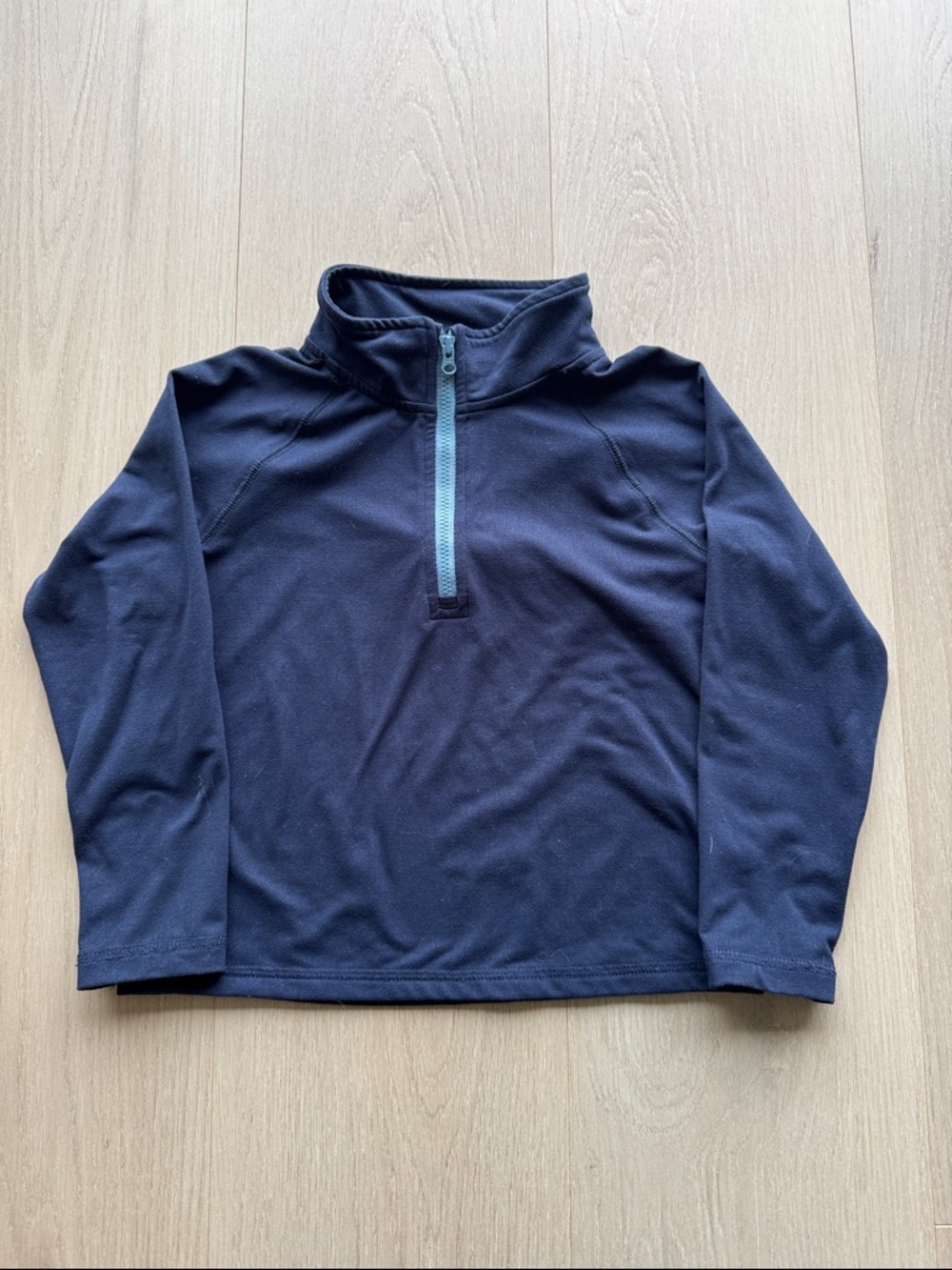 Primary Navy Kids Quarter-Zip Fleece with Light Blue Zipper